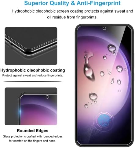 LYWHL [Дизайн 3 + 2 опаковки за Samsung Galaxy S23 Plus 5G Защитно фолио за екрана със защита на обектива на фотоапарата от закалено
