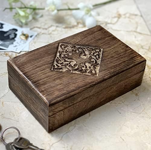 Чудесен подарък за рождения Ден На Декоративна Дървена Ковчег е Ръчна изработка С Дърворезба Живот, Органайзер За Бижута Кутия За Спомен,