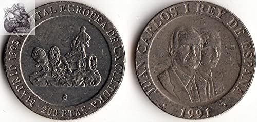 Европейската Възпоменателна монета Испания 200 Peda Монета 1991 година на издаване Подарък Колекция от Чужди монети