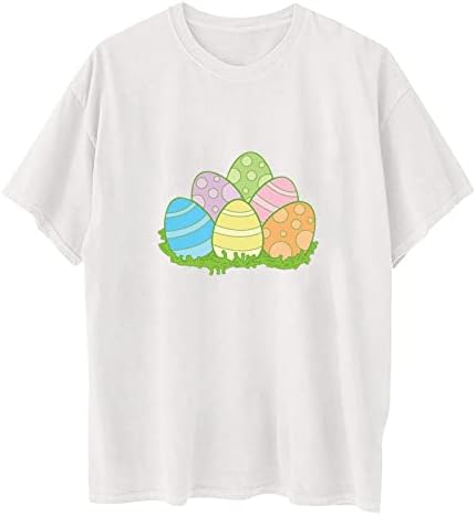 Негабаритная Великден Риза Жените С Красиви Яйца Графични Тениски С кръгло деколте И Занижени Рамото Топ С Къс Ръкав, Забавни Дрехи За