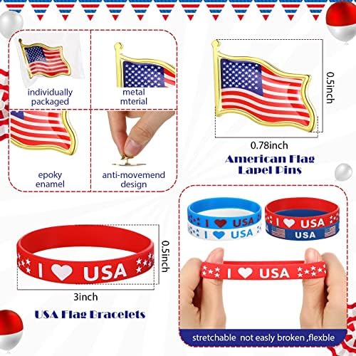 Комплект от 36 теми с американския флаг на САЩ, 12 Игли с ревери на американското, 12 Малки американски Флагчета на клечка, Флаг, 12