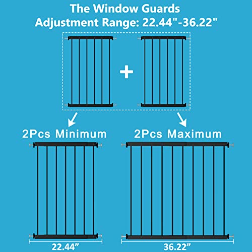 WAOWAO Черни Предпазни огради за прозорци за деца, защита от домашни любимци за деца, Много Широки Бели Защитни Предпазни огради за прозорци, порти за къщи, размер 22,44-36