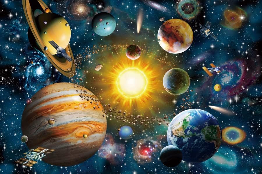 Eainb 5x3ft Вселената Космически Произход, Слънчева Система, Звезди, Планети Снимка на Фона на Въртене на Космическа Galaxy Тема Момче