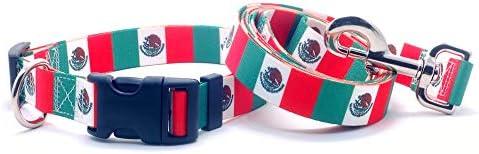 Нашийник и каишка за кучета с Флага на Мексико | Отличен за мексикански празници, Специални събития, Фестивали, Дни на Независимостта