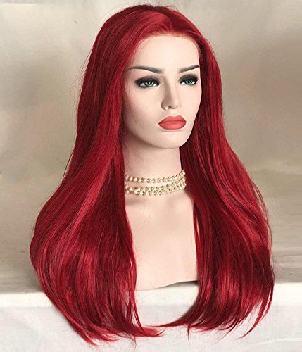 uniwigs Pure Passion огнеупорни синтетични перука, дълга права перука с дантела отпред, червени перуки Mera