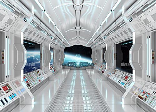 LYWYGG 10X10FT Фон Интериор на космически кораб Футуристични Научно-фантастични Фонови Снимки Кабина на Космически кораб Подпори За Фотосесия