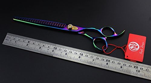 Purple Dragon 7,0/8,0 3 в 1 Професионални Ножици За Филировки на домашни любимци по-високо ниво - Извити Надолу Ножици и Ножици За Подстригване