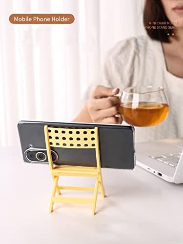 Lifexquisiter Обновена Поставка за телефон под формата на стола за маса, 2 опаковки, Творчески Сгъваем Държач за смартфон на стол, Мини