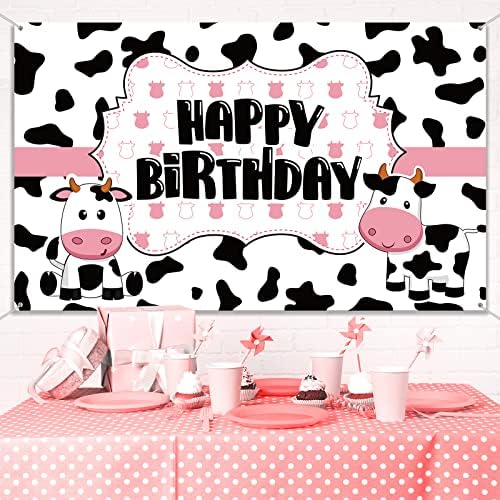 Аксесоари за Парти в чест на рождения Ден на Крави, Забавни Декорации за партита под формата на Крава, Банер на Тема Рожден Ден Крави,