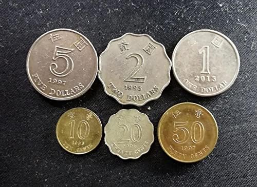 Азиатски набор от монети Хонг Конг Bauhinia Издание 1, 2 И 5 Цента 1 2 5 Юана 6 Комплекта Колекция от щастливи монети от Хонг конг, Макао и Тайван