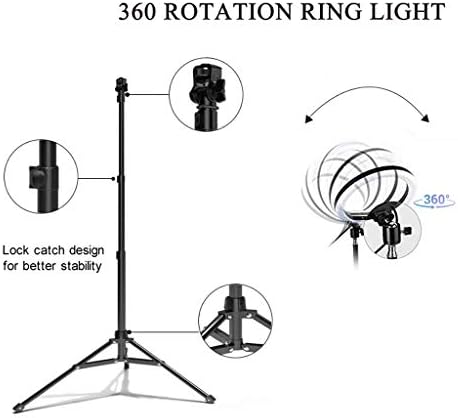 SIFDNRGNFN Околовръстен лампа за селфи 12 Околовръстен лампа за селфи с плъзгаща се стойка за статив, гъвкав държач на телефона, регулируеми led кръгови лампи, 15 режими RGB, l