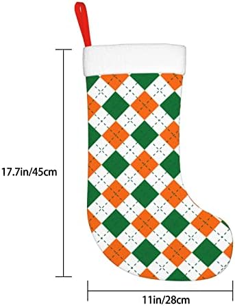 Коледни Чорапи Augenstern St Patrick Зелено-Оранжево Каре Двустранни Чорапи За Окачване На Камина.