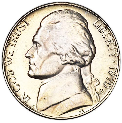 1970 - те Години BU Jefferson Nickel Избор на монетния двор на САЩ, Без да се прибягва