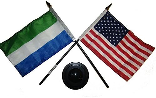 Настолни Знамена на САЩ и Сиера-Леоне 4 x6 С Черна основа