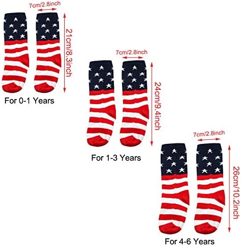 Чорапи SUNTRADE Kids с флага на САЩ, Памучни Чорапи на райета и звездичка, Чорапогащи до коляното, комплект от 2