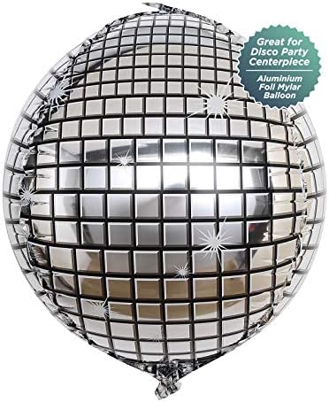 Аксесоари за диско-Партита, Метално Сребърно Бижу от диско-топка в форма на Балон, Размер 15 Инча