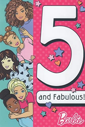 Пощенска картичка Heartline Барби и приятели с 5 м на петия рожден ден (на 5 години) - 5 и отличен! 5 години Прекрасна, Единствена по