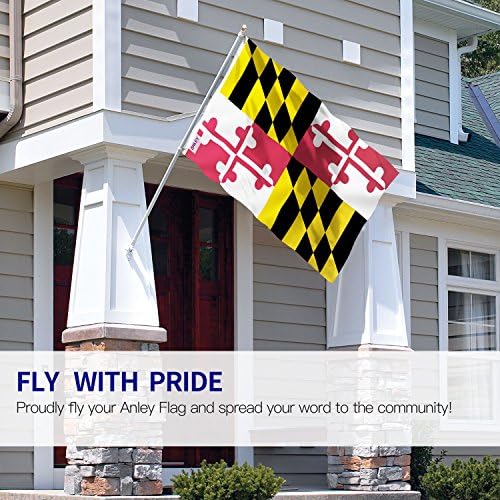 Флаг на щата Мериленд от полиестер Anley Fly Breeze размер 3x5 фута - Ярък цвят и защита от избледняване - Платно надмощие с двойна миг - Знамена на щата Мериленд с медни лювер