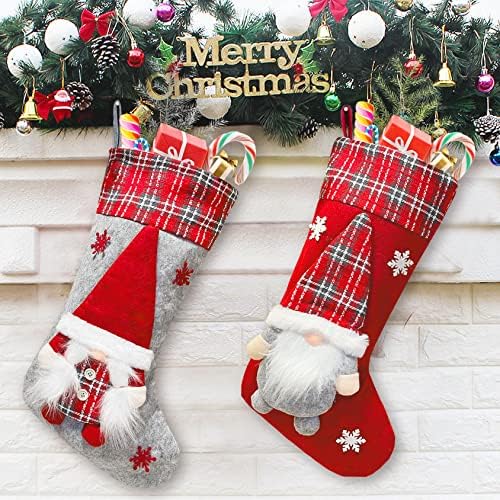 Нов Комплект коледни Чорапи с Джуджетата, 2 броя, Персонални Коледни Чорапи с 3D изображение на Дядо Коледа, Класически Окачване с Камина