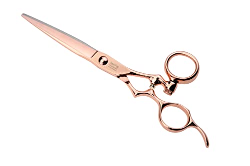 Ножици за Мокро и сухо Рязане на коса ABOVE ErgoS 6 от Розово Злато и Висококачествена кобальтовой стомана с Ергономична Въртяща се дръжка