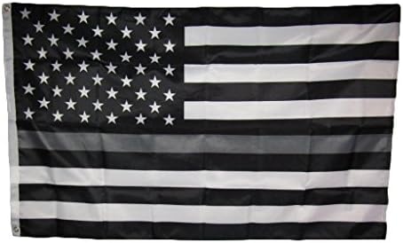 3x5 САЩ, Сив, Сребърен Линия Американски Флаг Служител на правоохранителните органи за отстраняване 3x5 Люверсы За Дома банер Двойни