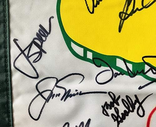 Флаг голф Мастерс, подписано на 29 шампионската Джордан Спи Джак Никлаус и Арнолд Палмър Фил Микелсън Бекет лоа