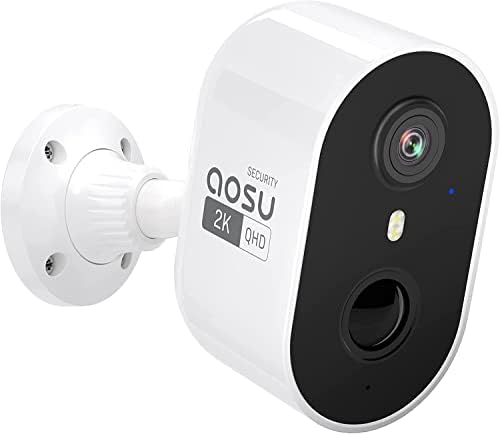 Безжични Външни камери за сигурност AOSU 2K, работещи на батерия за домашни охранителни камери с функция за откриване на движение на човека PIR, пълноцветен, нощно вижд?