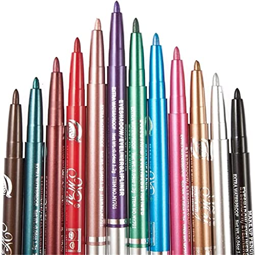 Chargenyang 12 бр. цветен молив за вежди, очна линия, молив за устни, молив за грим, зареждане с козметични средства, набор от инструменти