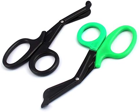 Травматологические ножици G. S 7,25 - Черни Ножици за бинтования от неръждаема стомана с трайно покритие - 2 ОПАКОВКИ - (Черен и зелен)