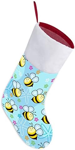Сладки Коледни Чорапи с Пчели, Чорапи с Плюшено Камина, Висящи за Домашен интериор Елхи