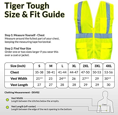 Отразяваща Жилетка за безопасност Тигър Tough Products С 5 джоба, Отговарящ на Изискванията за Висока видимост