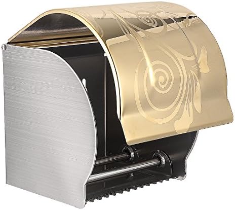 uxcell Държач за Тоалетна хартия От Неръждаема Стомана С Пълно Покритие Монтиране на стена Лъскав Златен Тон