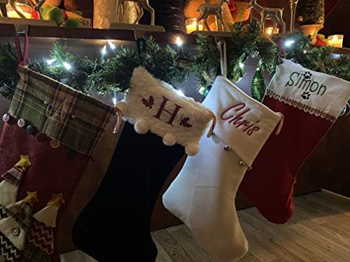 Коледни Чорапи с моята лична монограм от Червен и Зелен Филц с Собачьими Лапи