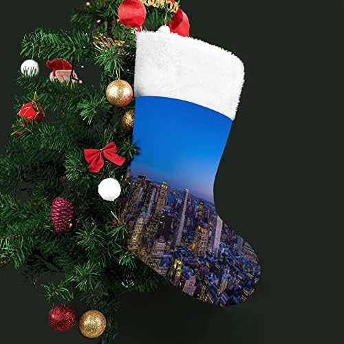 Коледни Чорапи в Ню Йорк, Бели Супер Меки Плюшени Модни Коледна Украса, Коледни Чорапи