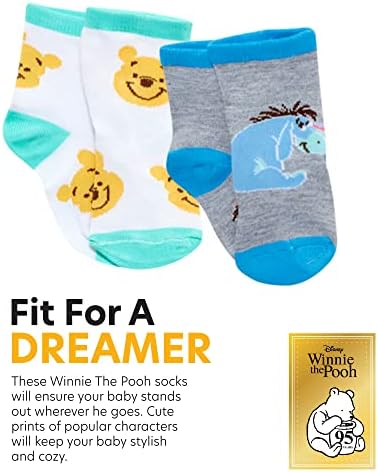 Чорапи за малки момчета на Дисни - 12 опаковки Мики Маус, Мечо Пух, Цар Лъв, играта на играчките (За новородени)